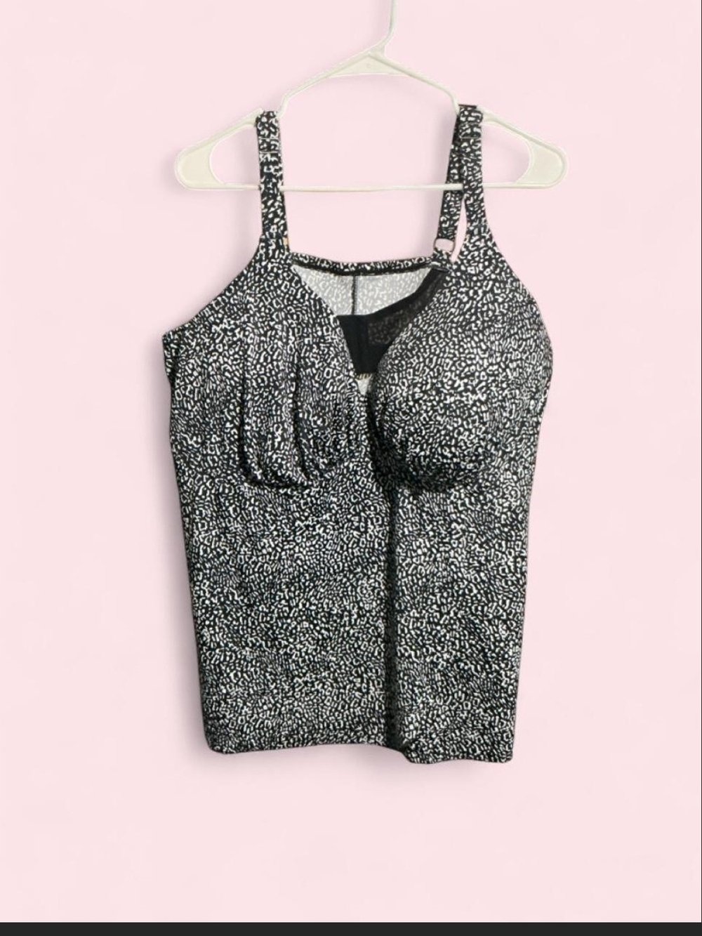 Black & White Patterned Tankini with Built-In Support